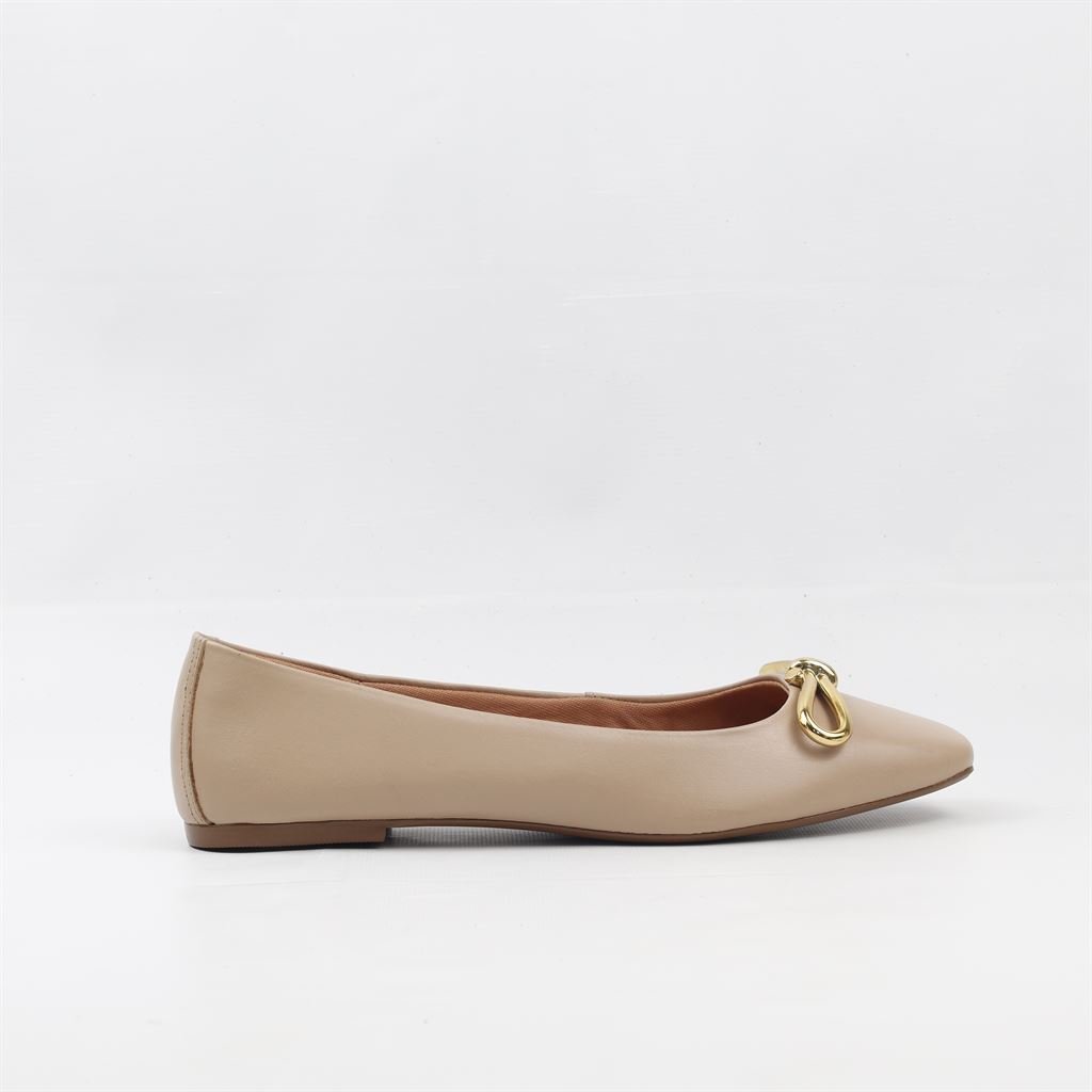 Sapatilha Couro Detalhe Fivela Bege 5