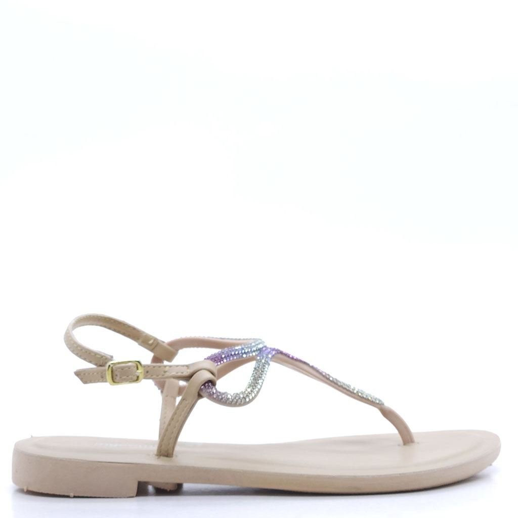 Rasteira Sandália Brilho Bege 2