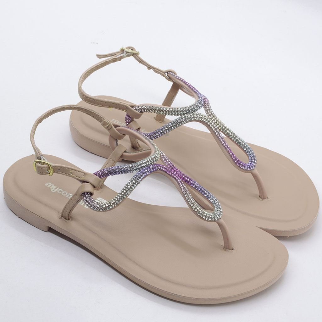 Rasteira Sandália Brilho Bege 3