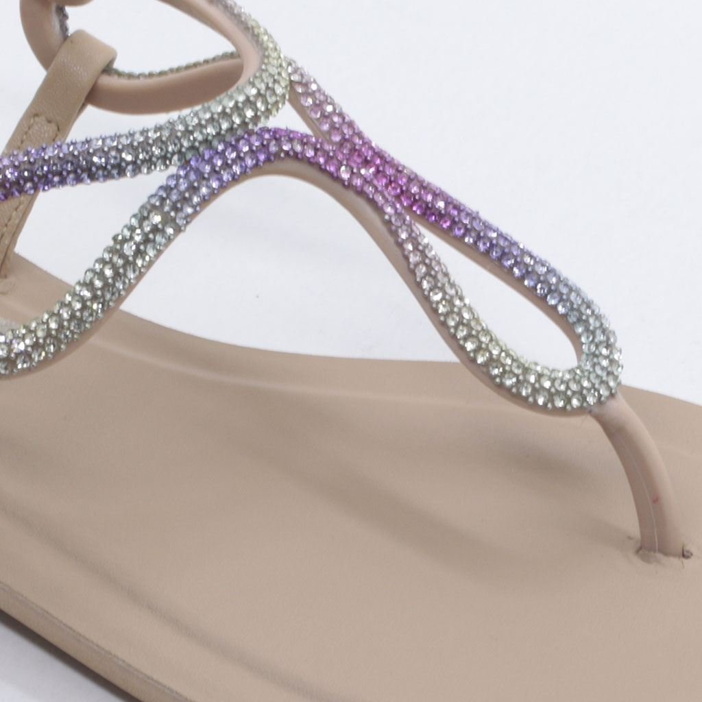 Rasteira Sandália Brilho Bege 5