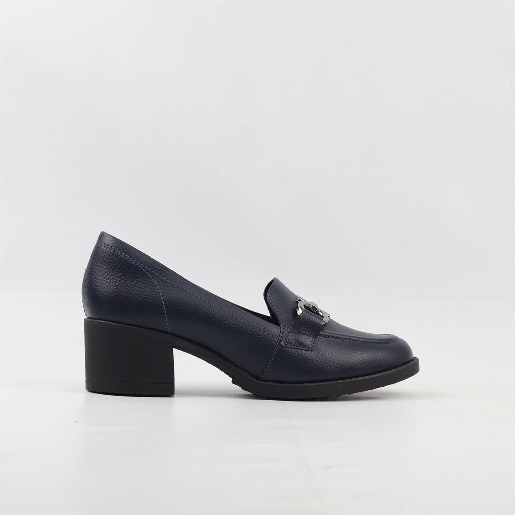 Scarpin Mocassim Salto Bloco Couro 2