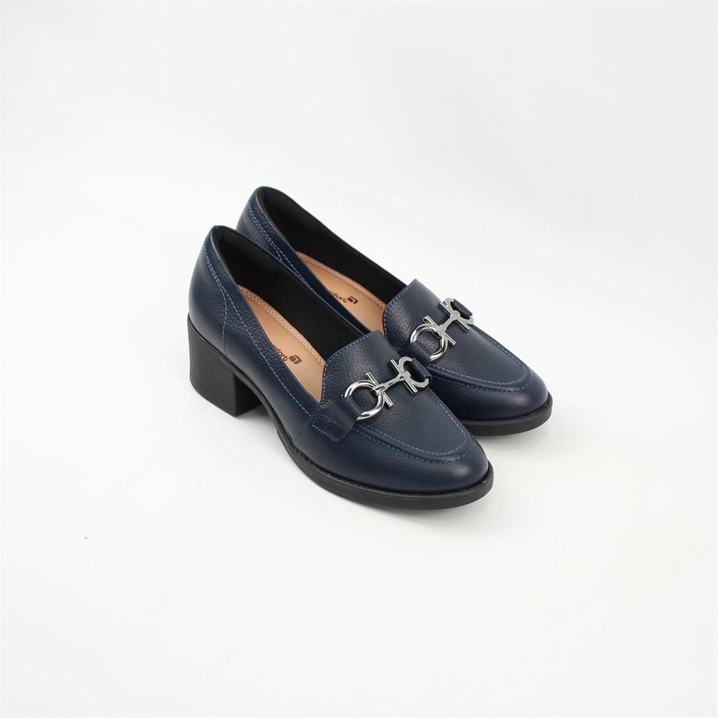 Scarpin Mocassim Salto Bloco Couro 3