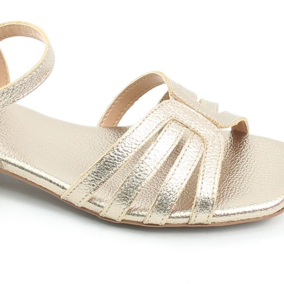 Sandália Salto Bloco Metalizada Dourado 3