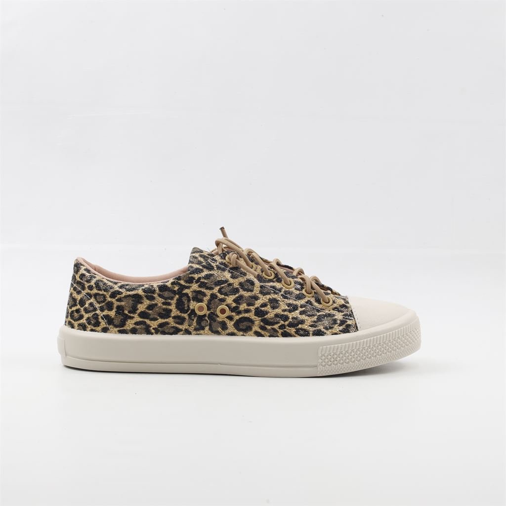 Tênis Flat Animal Print Bege 2