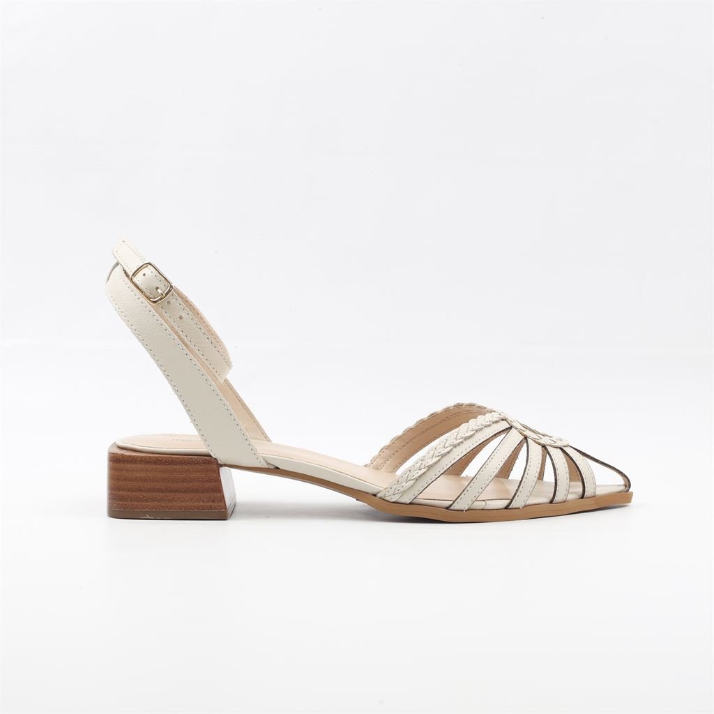 Sandália Salto Bloco Couro Branco 5