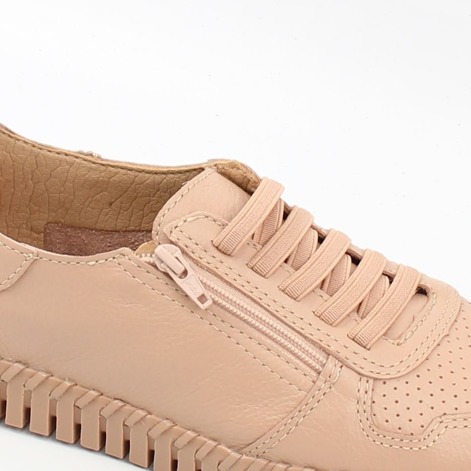 Tênis Flat Amarração Couro Bege 3