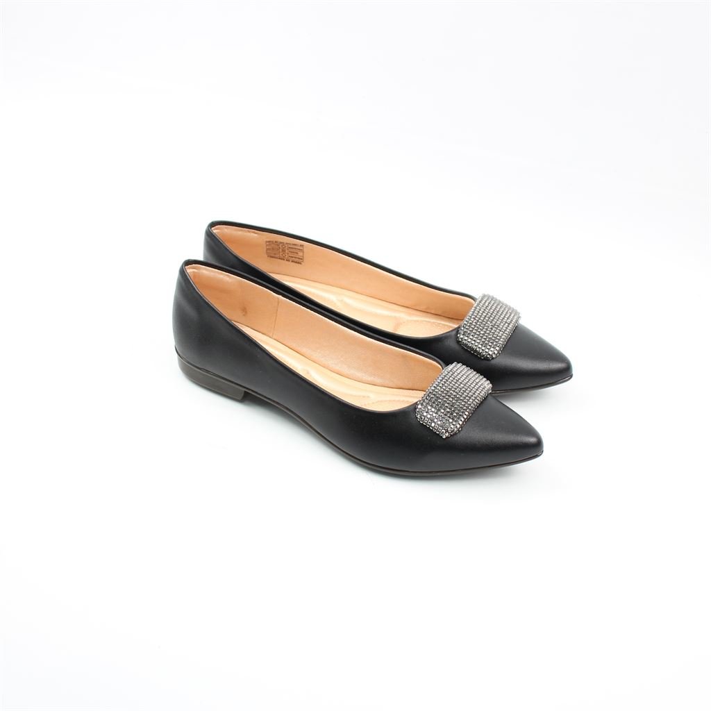 Sapatilha Bico Fino Enfeite Preto 2