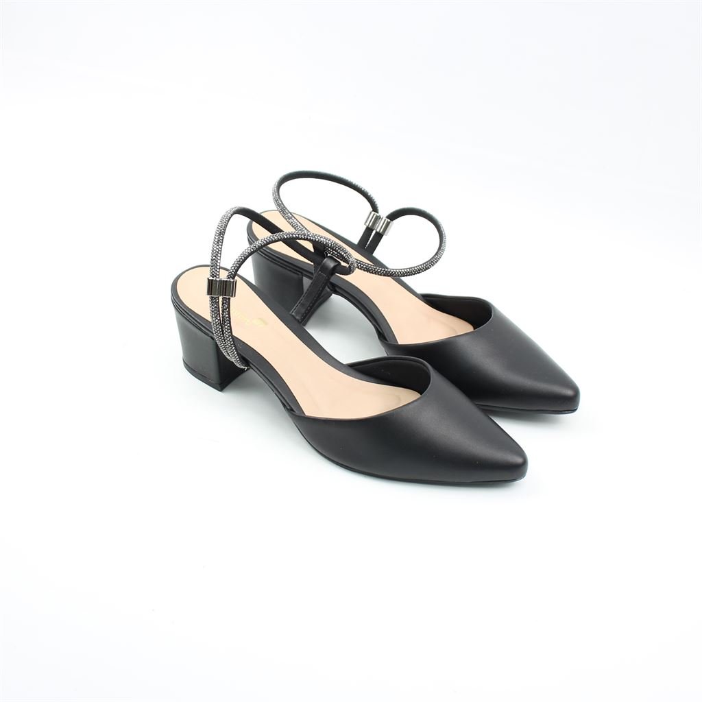 Scarpin  Salto Bloco Slingback Preto 5