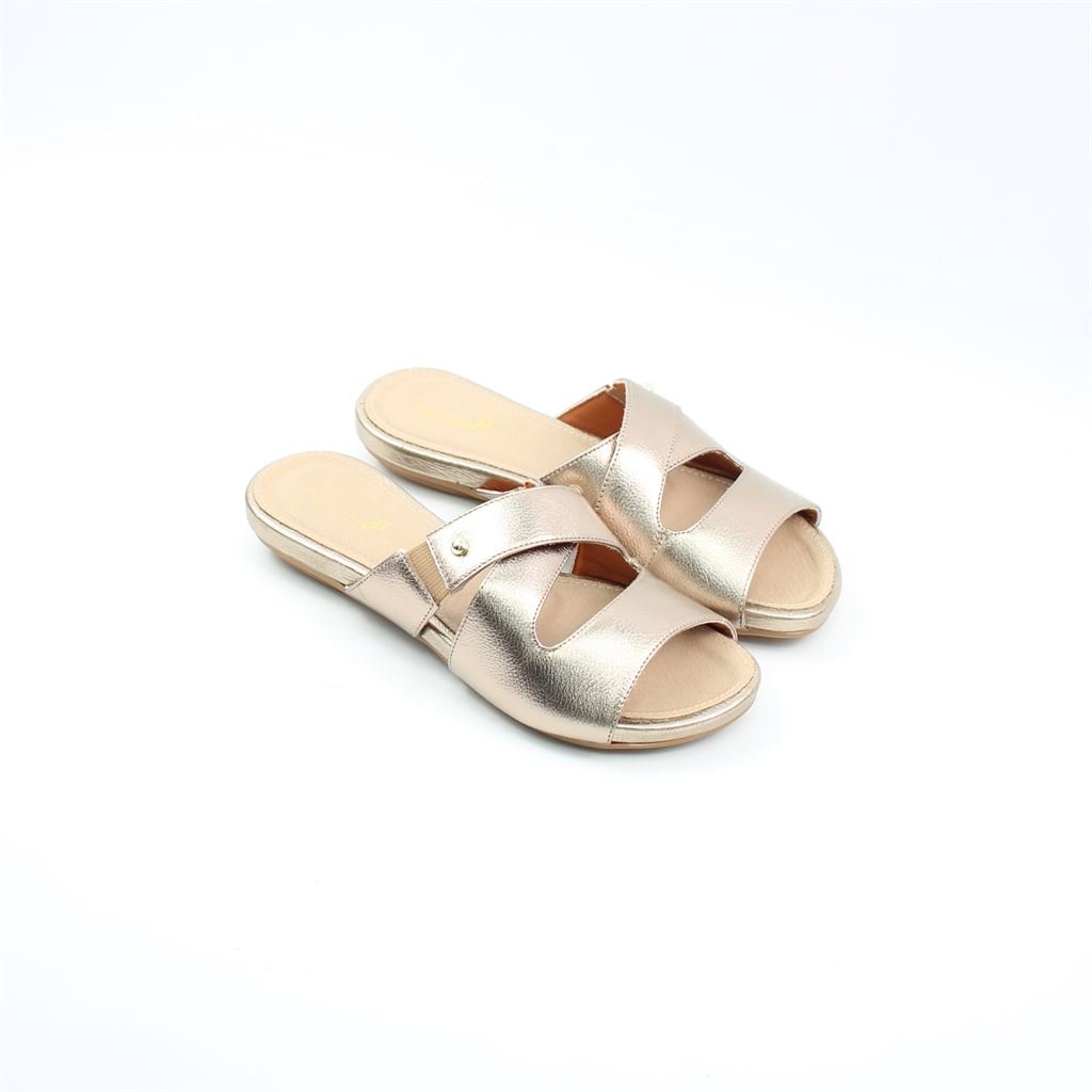 Rasteira Chinelo Couro Dourado 2