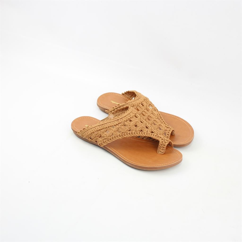 Rasteira Chinelo Bordado Marrom 2