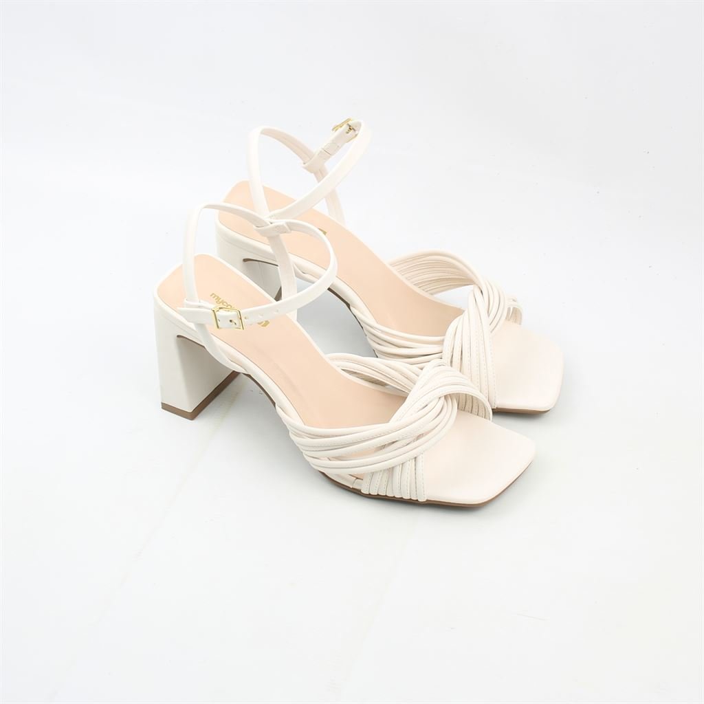 Sandália Salto Bloco Branco 2