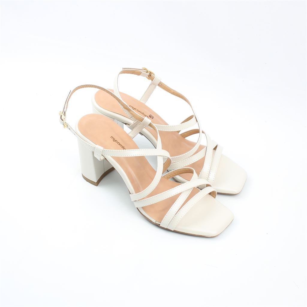 Sandália Salto Bloco Couro Branco 3