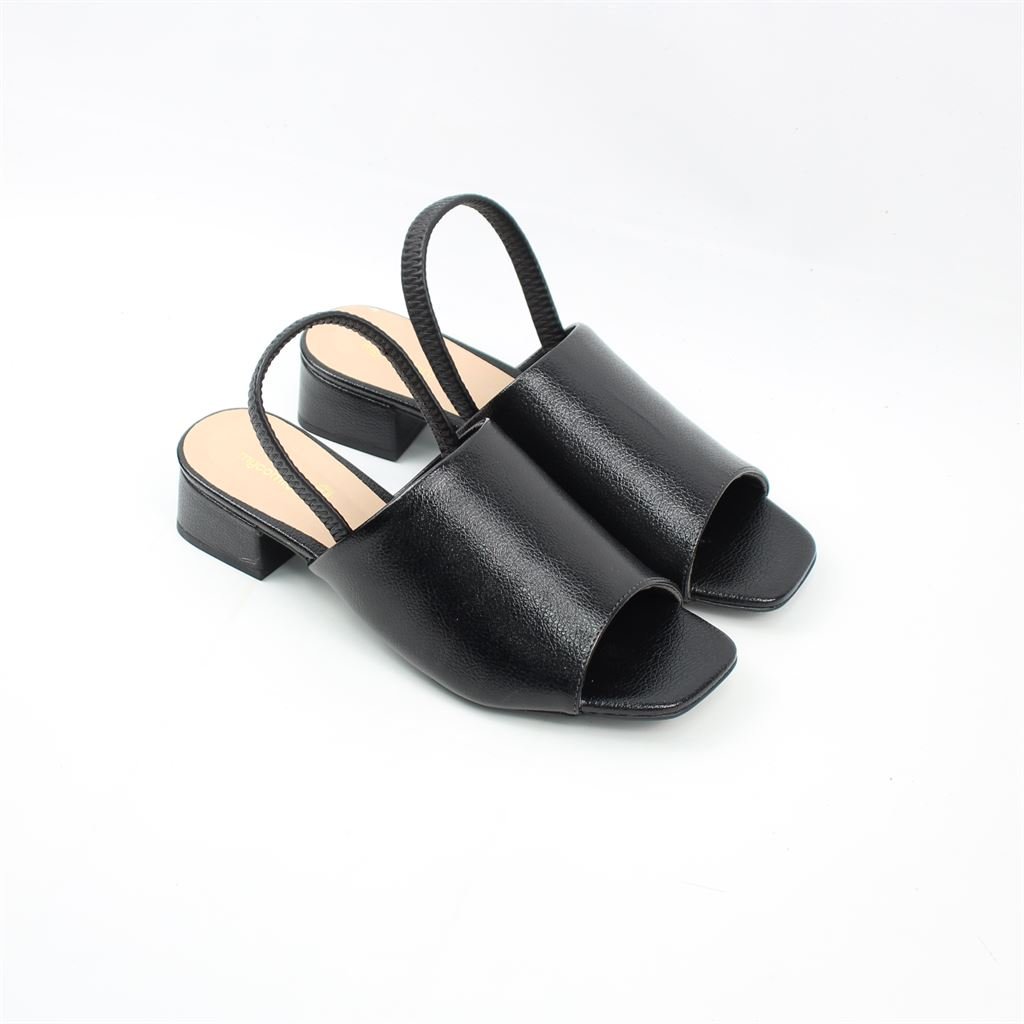 Sandália Salto Bloco Metalizada Preto 2