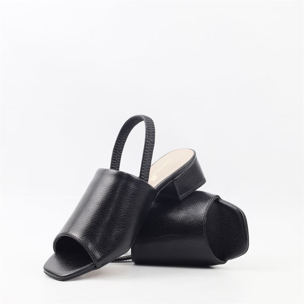 Sandália Salto Bloco Metalizada Preto 4