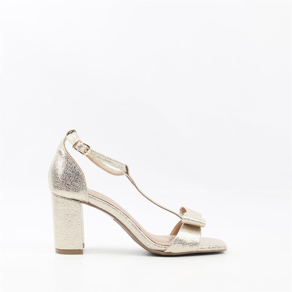 Sandália Salto Bloco Metalizada Dourado 5