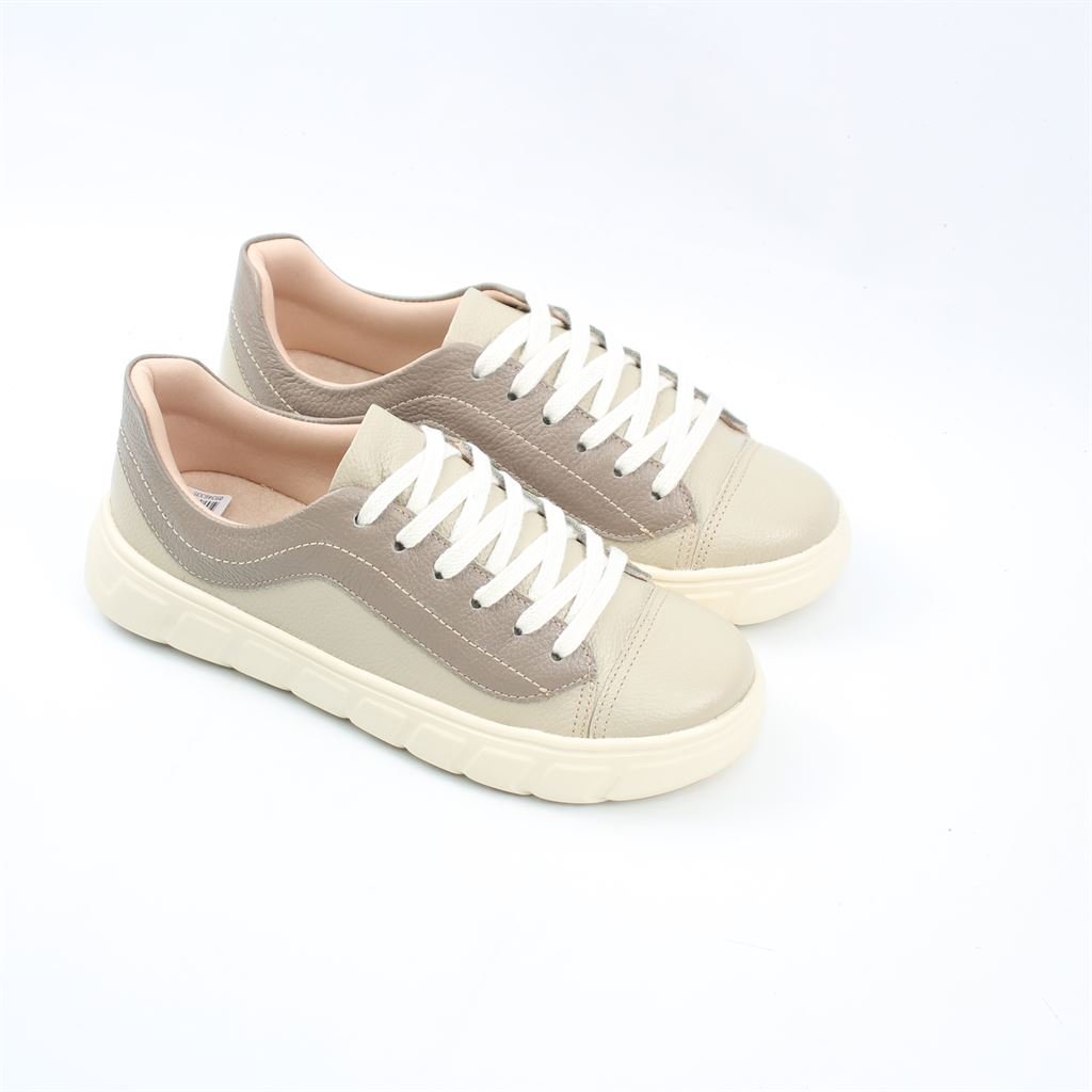 Tênis Flat Sola Alta Couro Cinza 2