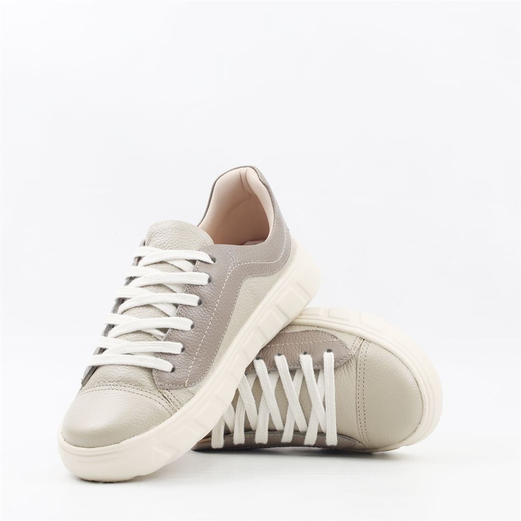 Tênis Flat Sola Alta Couro Cinza 4