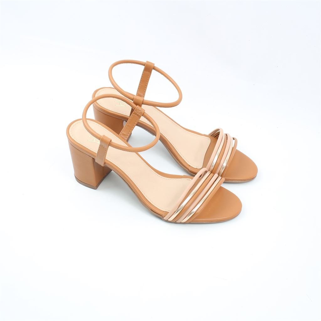 Sandália Salto Bloco Color Marrom 2