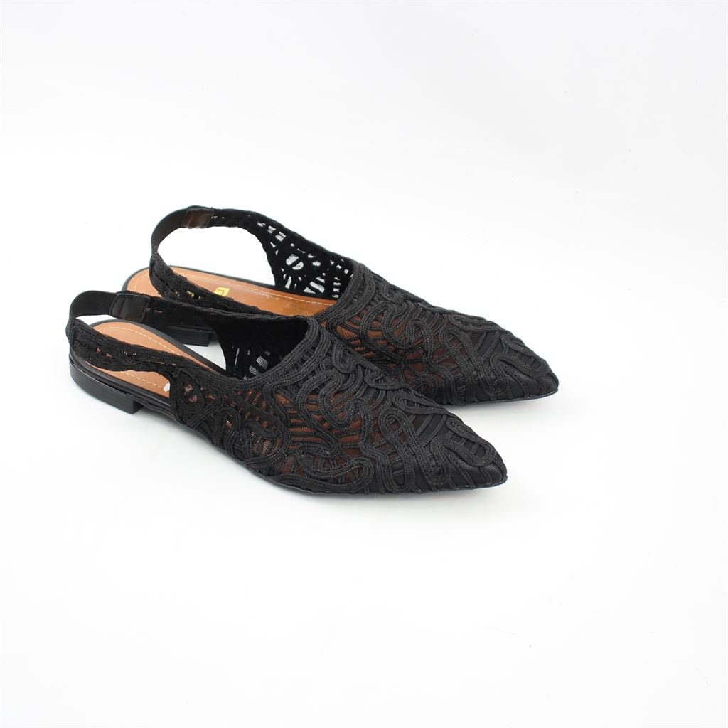 Sapatilha Bordada Slingback Preto 2
