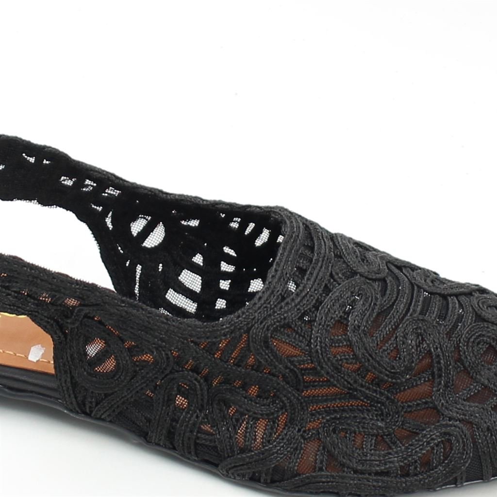 Sapatilha Bordada Slingback Preto 3