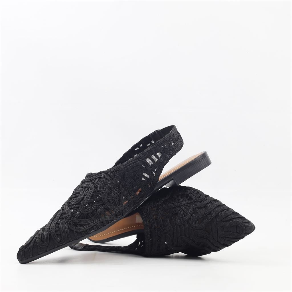 Sapatilha Bordada Slingback Preto 4
