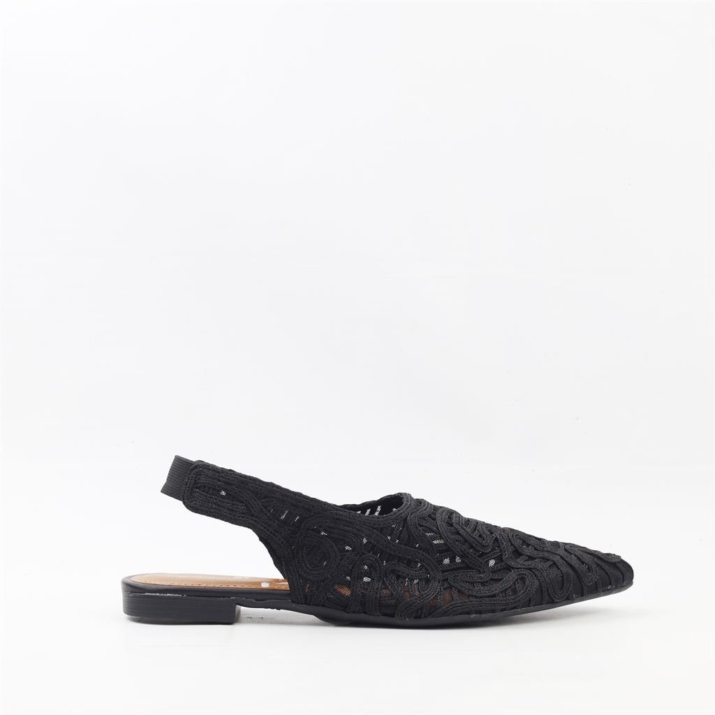 Sapatilha Bordada Slingback Preto 5