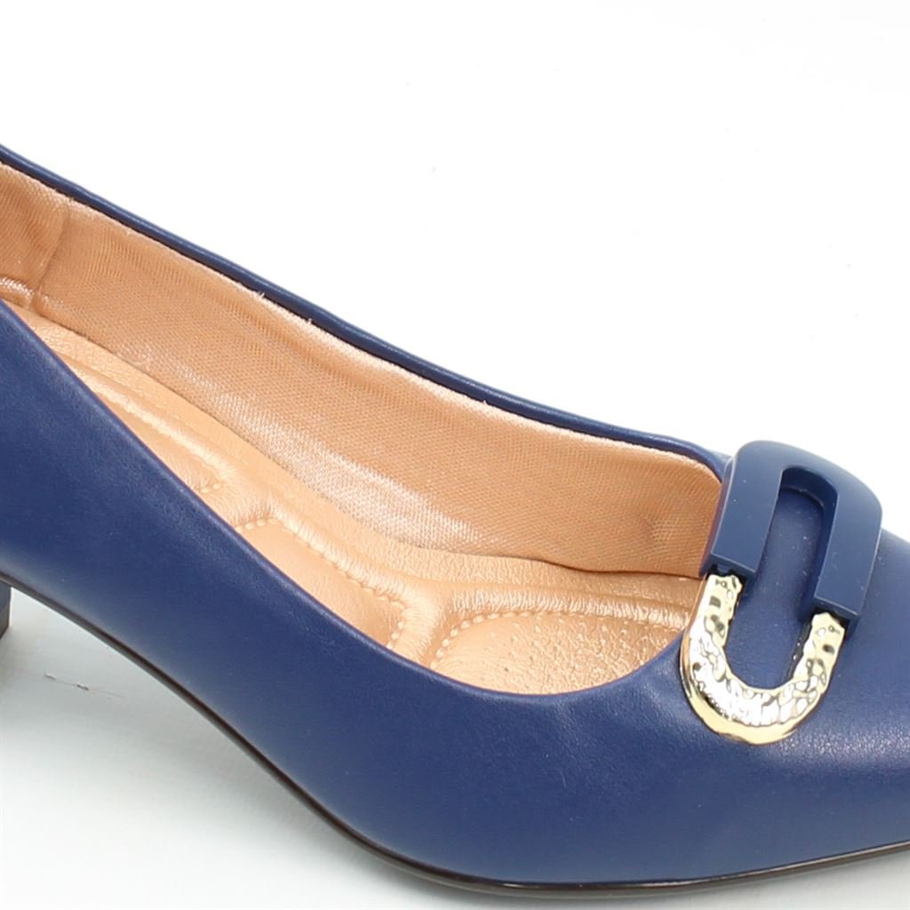 Scarpin Salto Bloco Fivela Azul 3