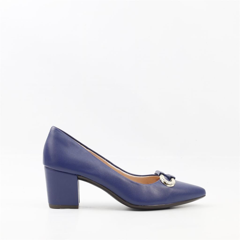 Scarpin Salto Bloco Fivela Azul 5