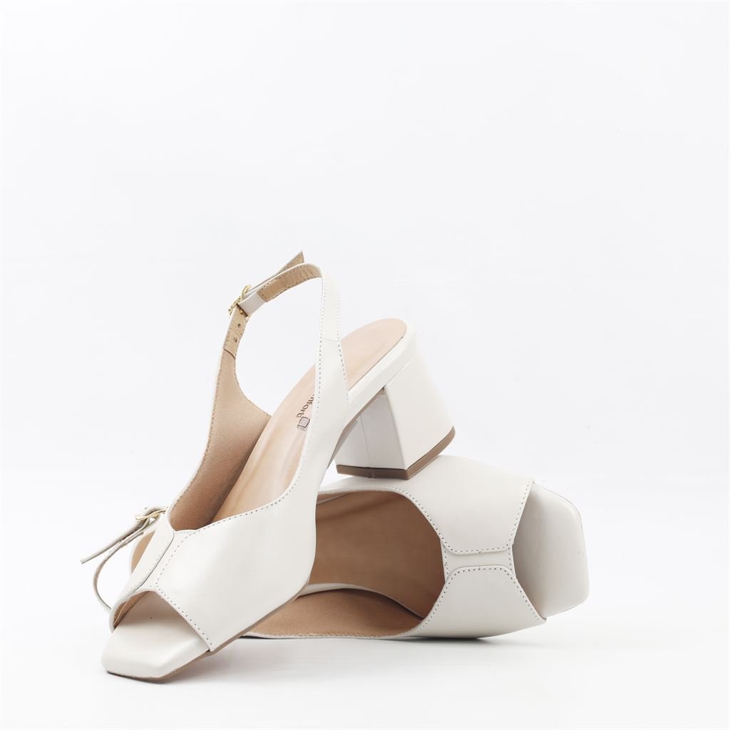 Sandália Salto Bloco Perolada Branco 4