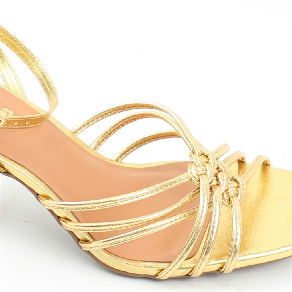 Sandália Salto Bloco Metalizada Dourado 3