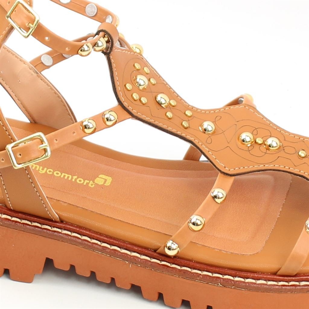 Sandália Flatform Metais Marrom 3