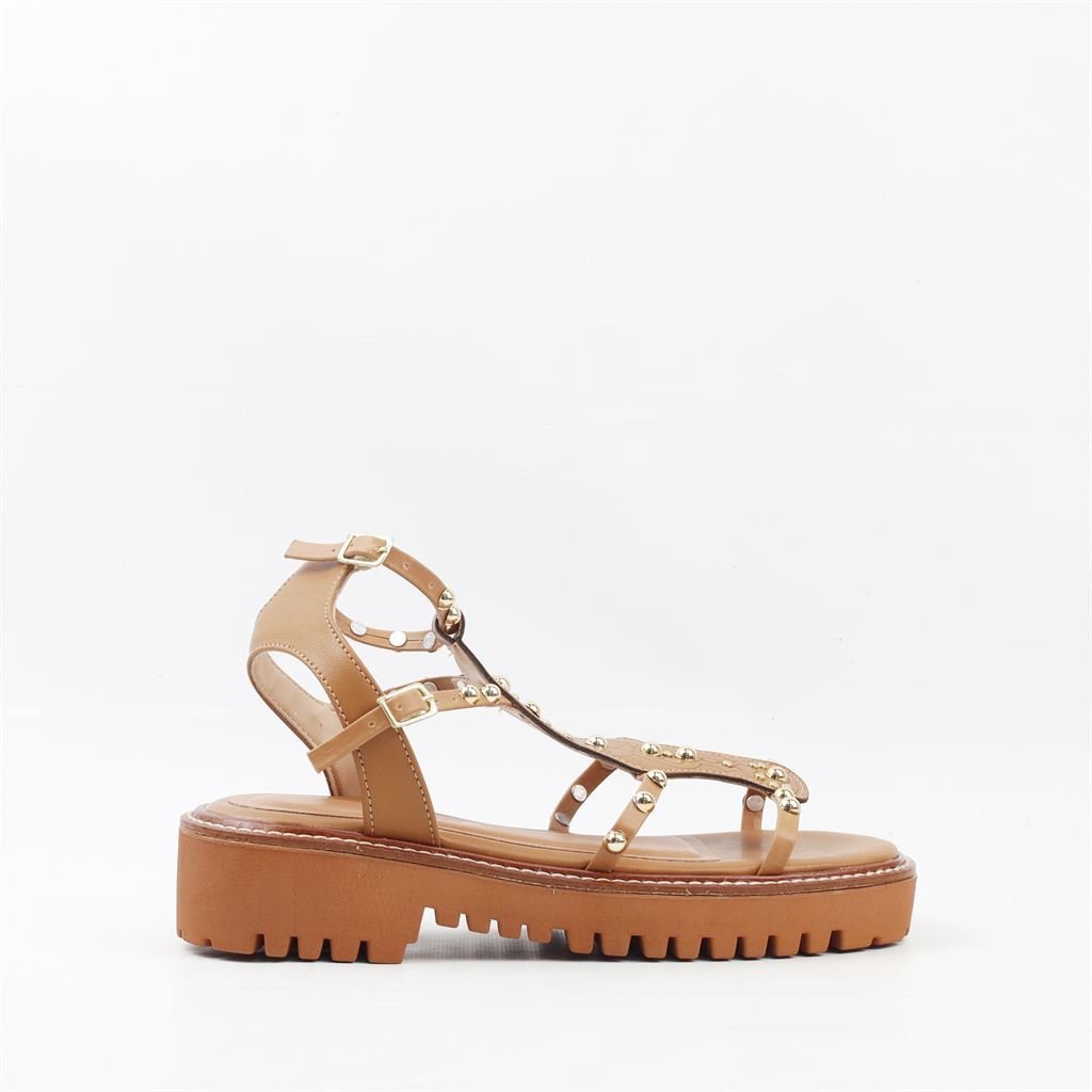 Sandália Flatform Metais Marrom 5