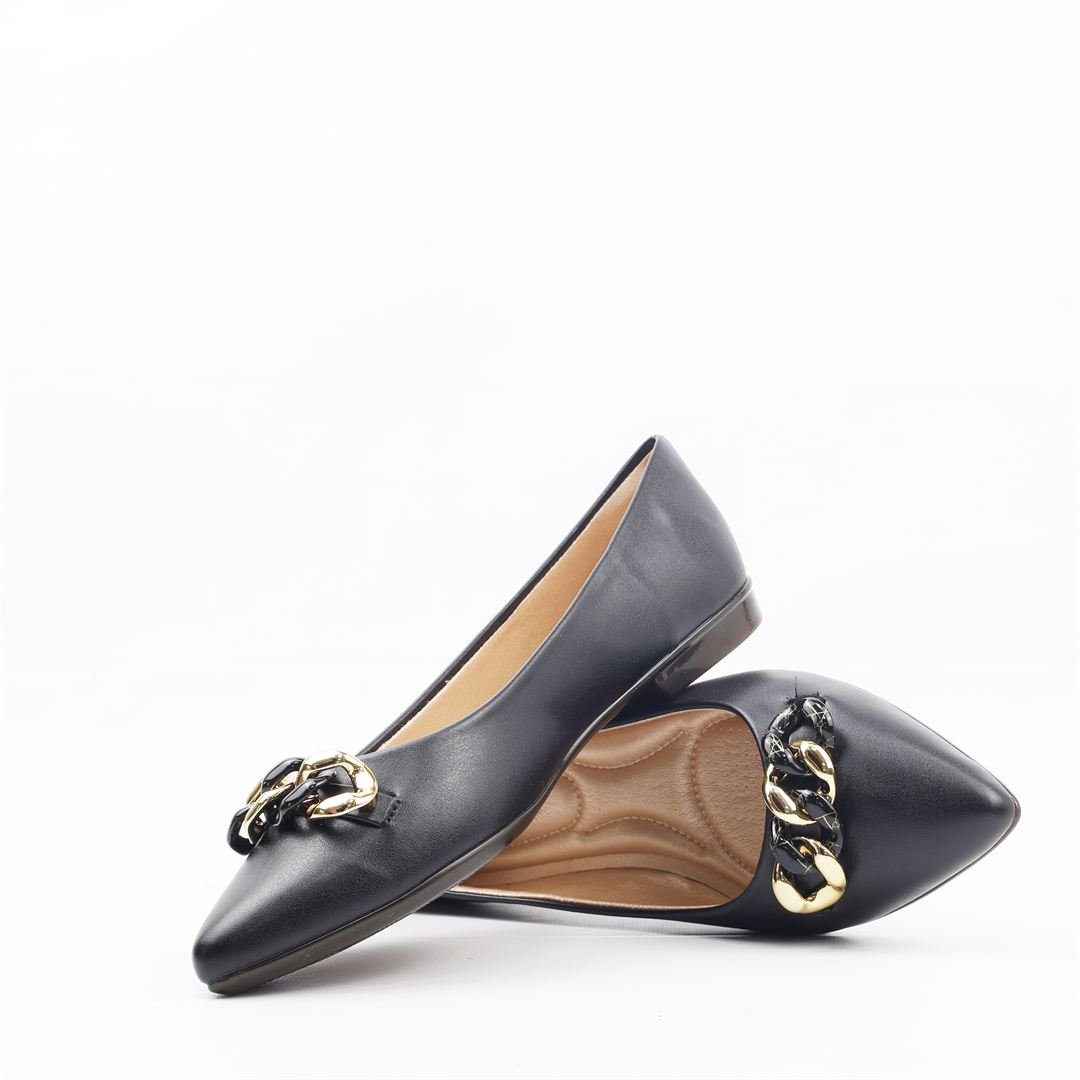 Sapatilha Bico Fino Corrente Preto 4