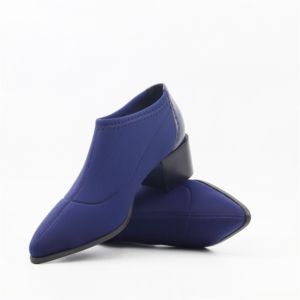 Bota Cano Baixo Salto Bloco Lycra Azul 4