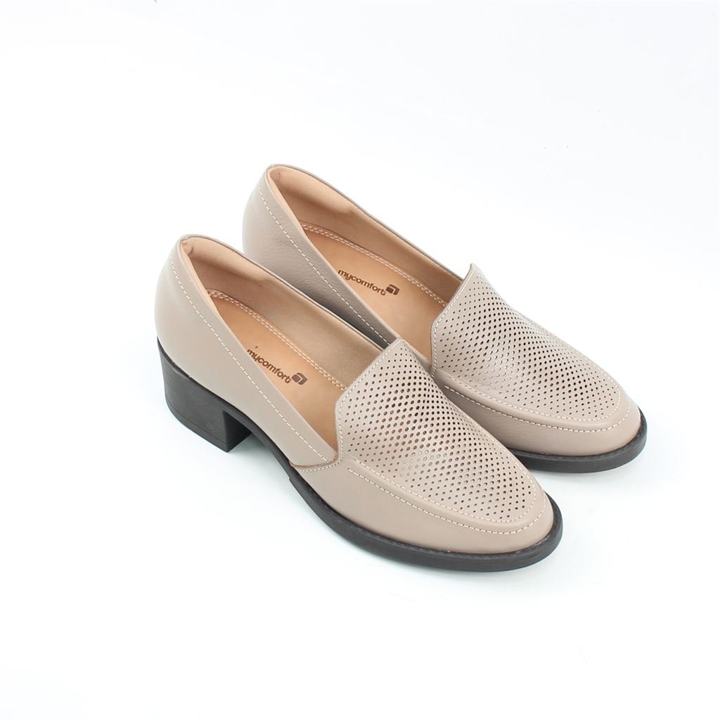 Mocassim Salto Bloco Couro Caqui 2