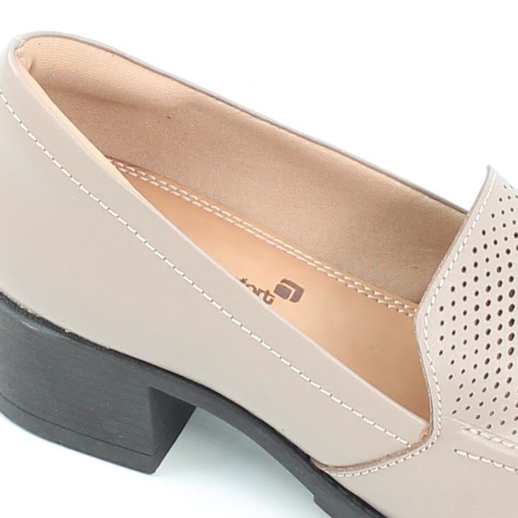 Mocassim Salto Bloco Couro Caqui 3