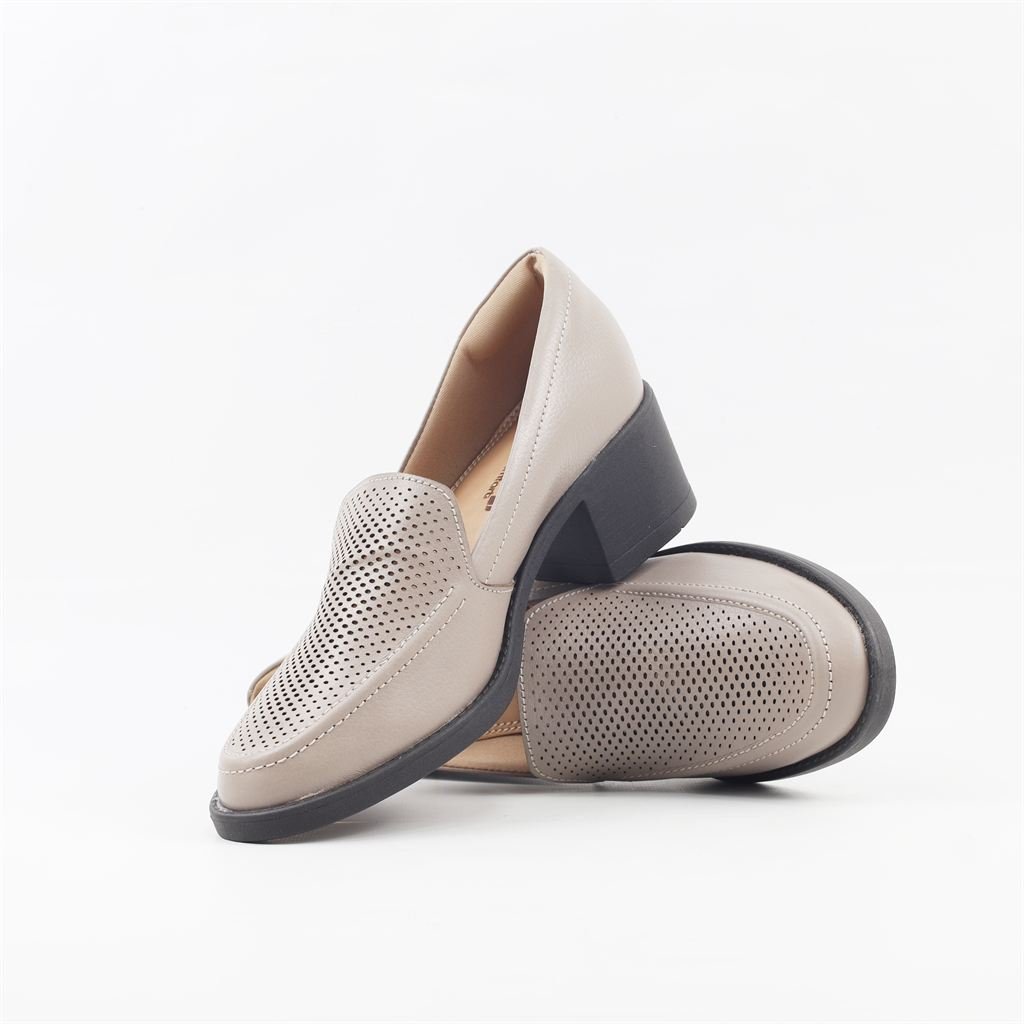 Mocassim Salto Bloco Couro Caqui 4