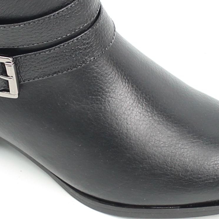 Bota Cano Baixo Couro Fivela Preto 3