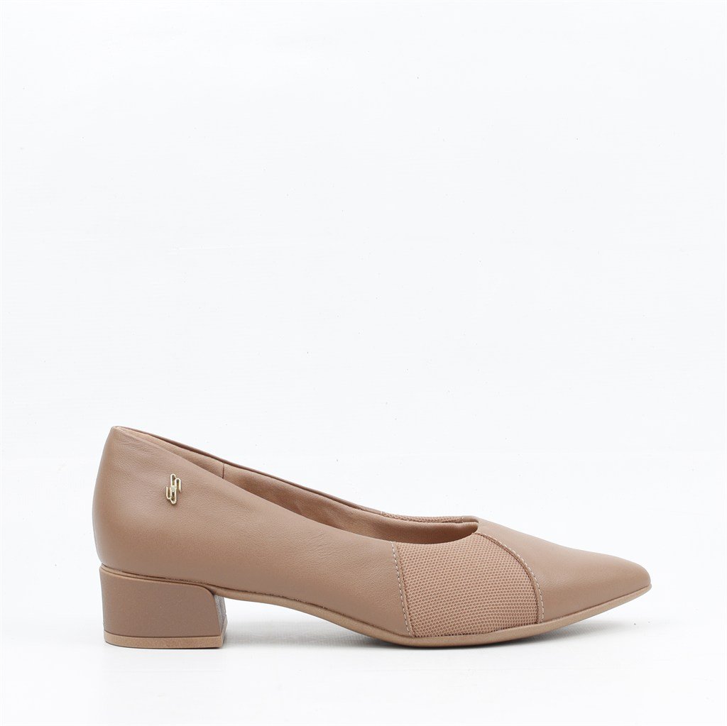 Scarpin Salto Bloco Couro Camel 4