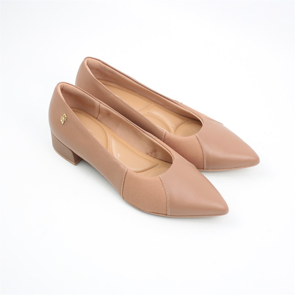 Scarpin Salto Bloco Couro Camel 5