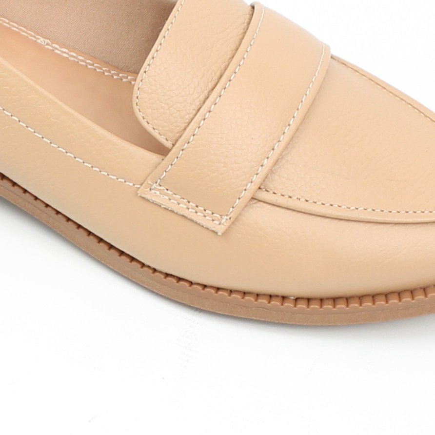Mocassim Salto Bloco Couro Bege 3