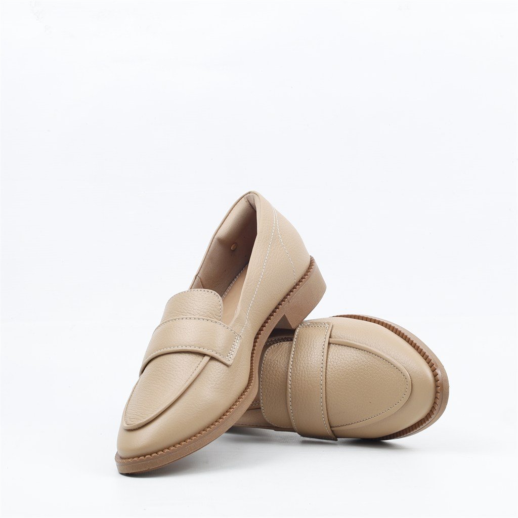 Mocassim Salto Bloco Couro Bege 4