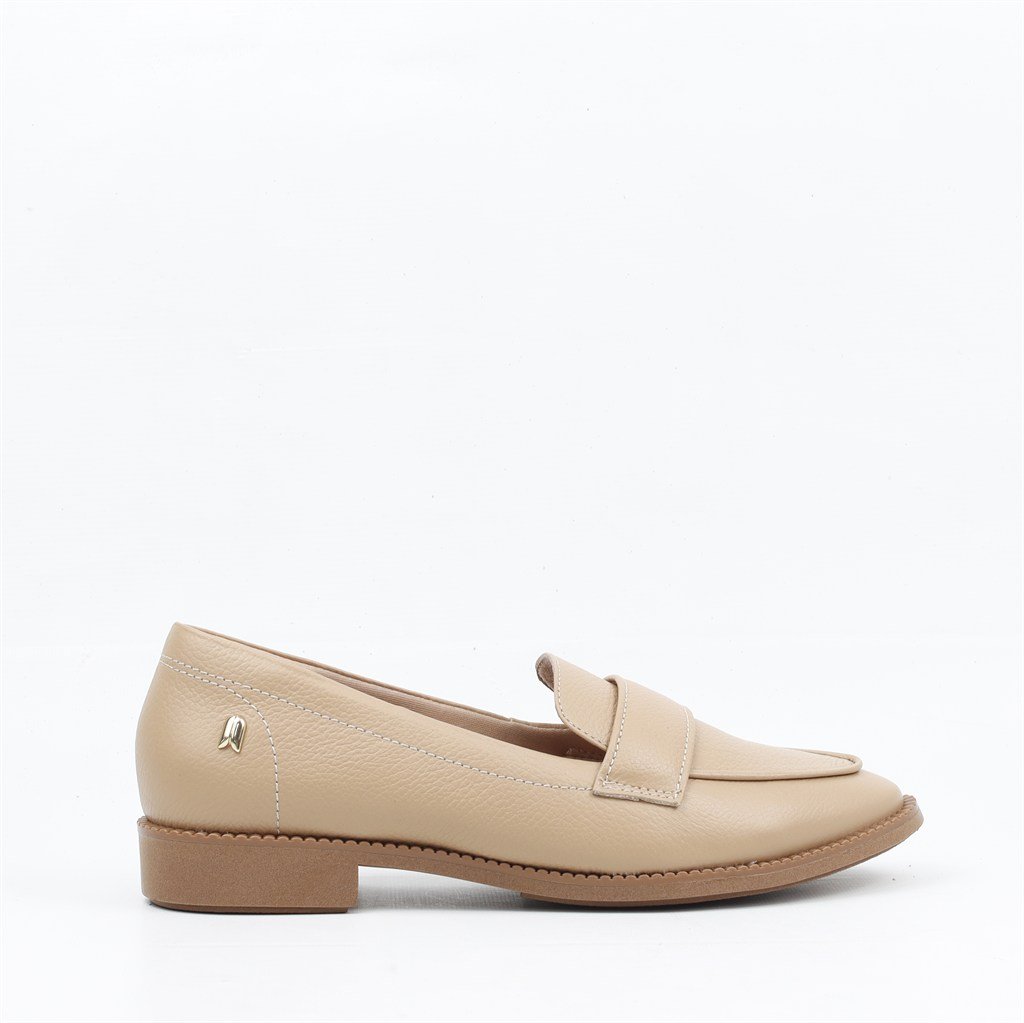 Mocassim Salto Bloco Couro Bege 5