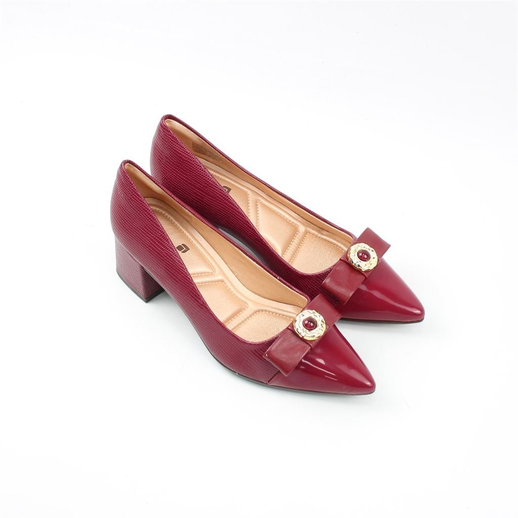 Scarpin Salto Bloco Laço Burgundy 2