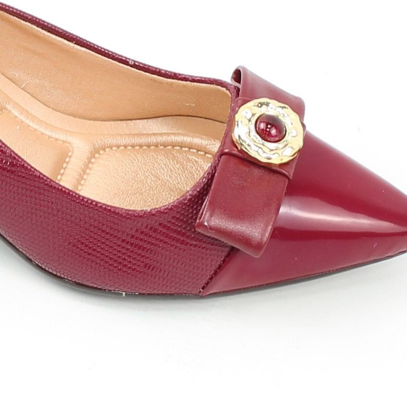 Scarpin Salto Bloco Laço Burgundy 3