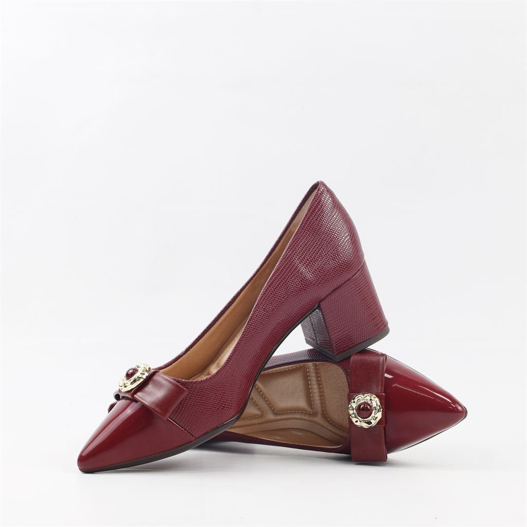 Scarpin Salto Bloco Laço Burgundy 4