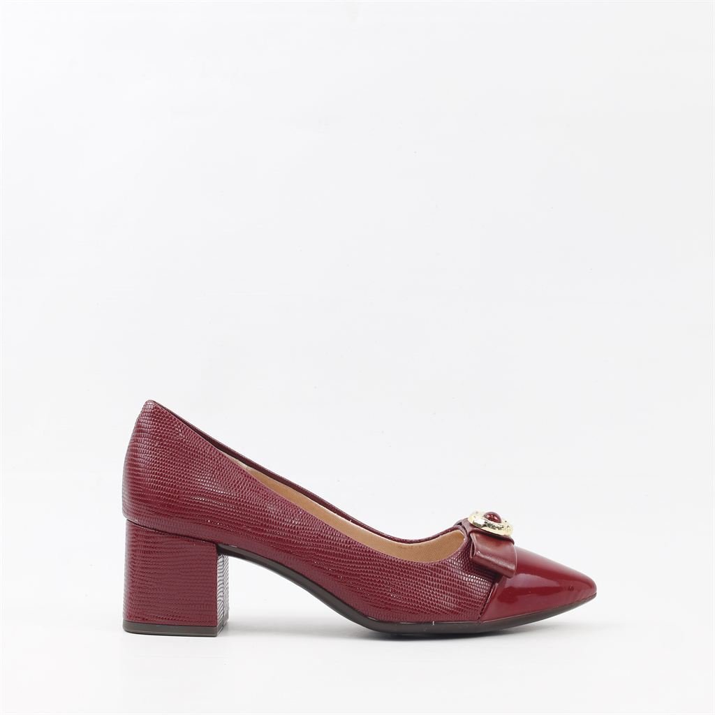 Scarpin Salto Bloco Laço Burgundy 5