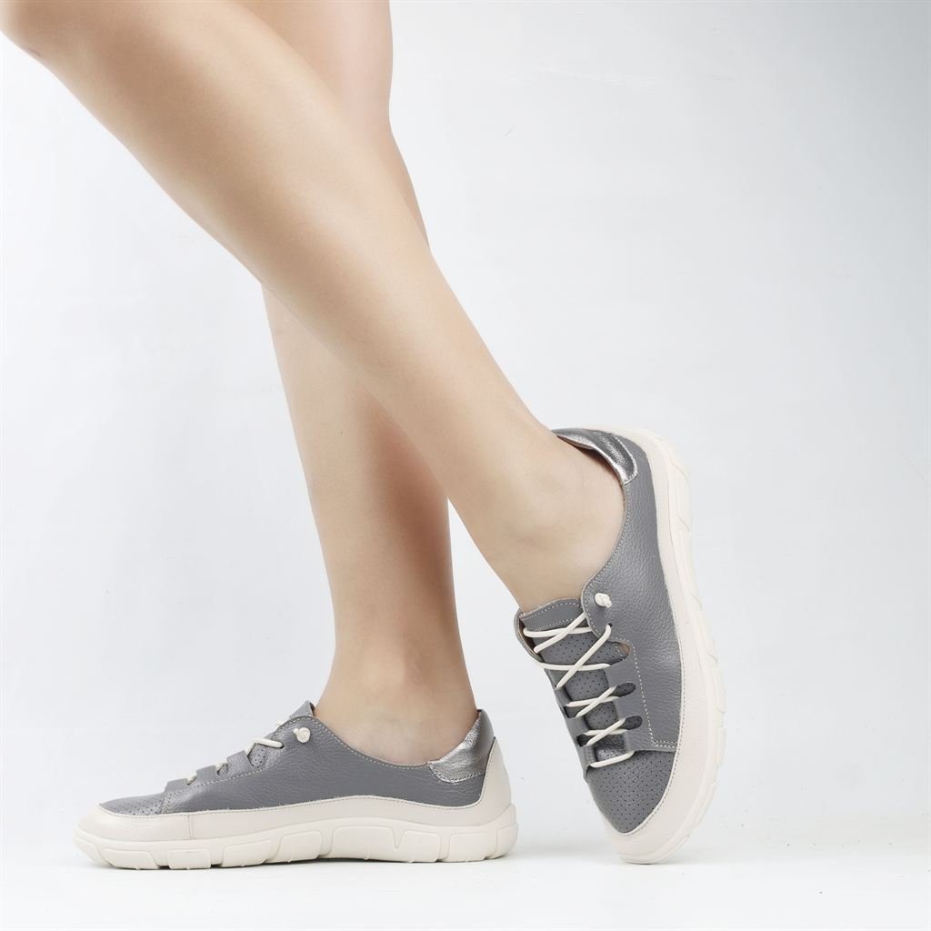 Tênis Flat Couro Conforto Grafite/Onix 1