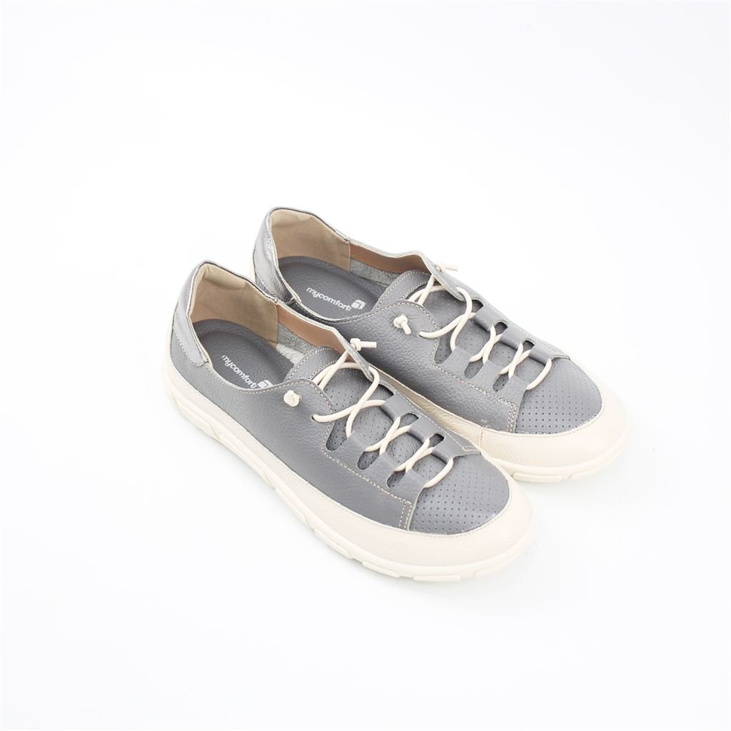 Tênis Flat Couro Conforto Grafite/Onix 2