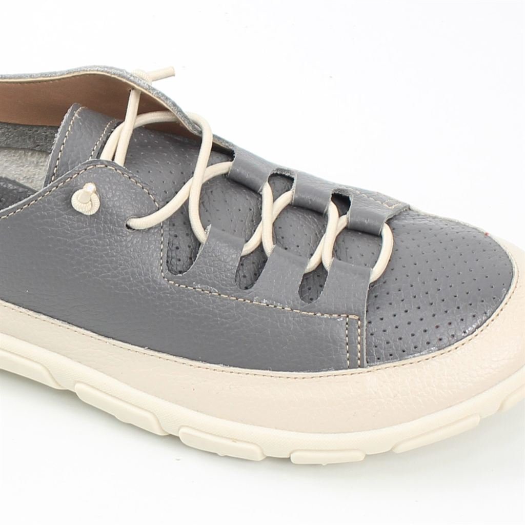 Tênis Flat Couro Conforto Grafite/Onix 3